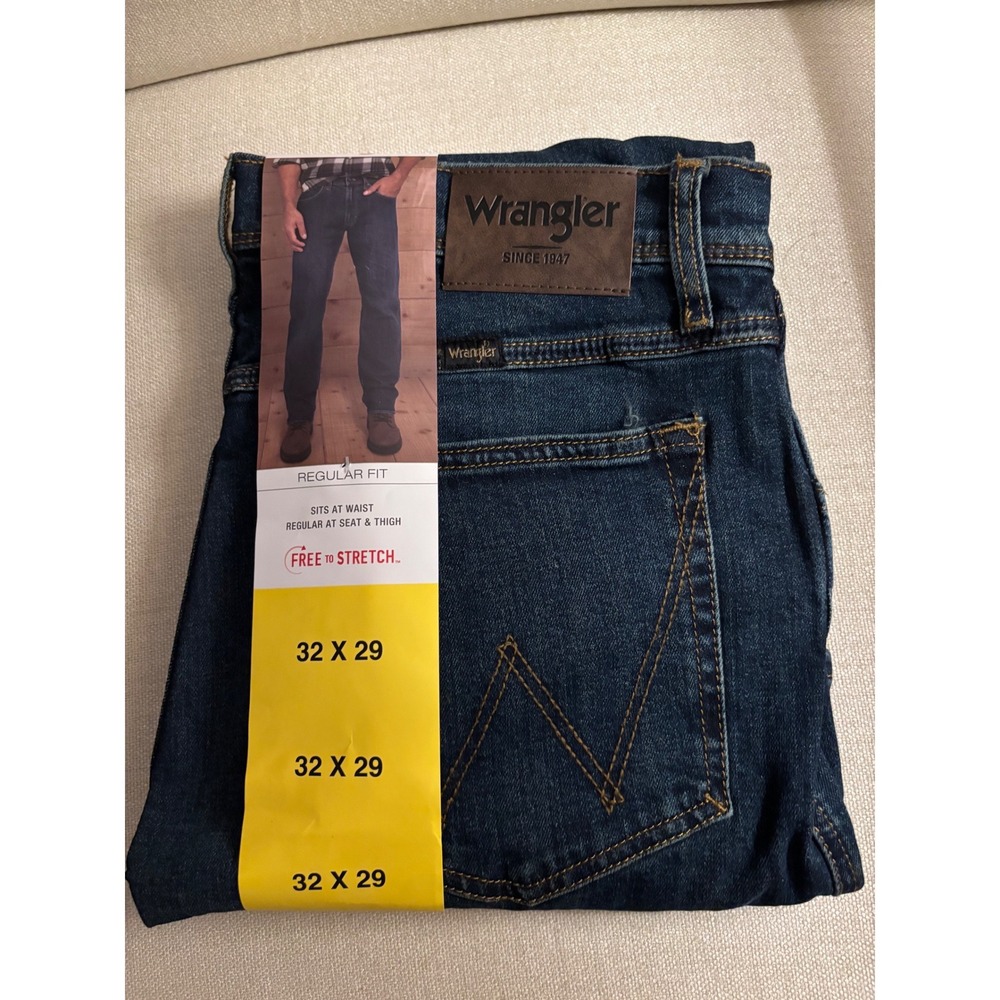 Wrangler Regular Fit Jeans Mens 32x29 Dark Blue Stretch Denim 1796601